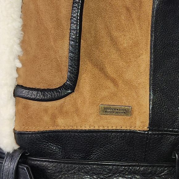 Scotch & Soda women's sheep hair and leather jacket size medium - Picture 3 of 16